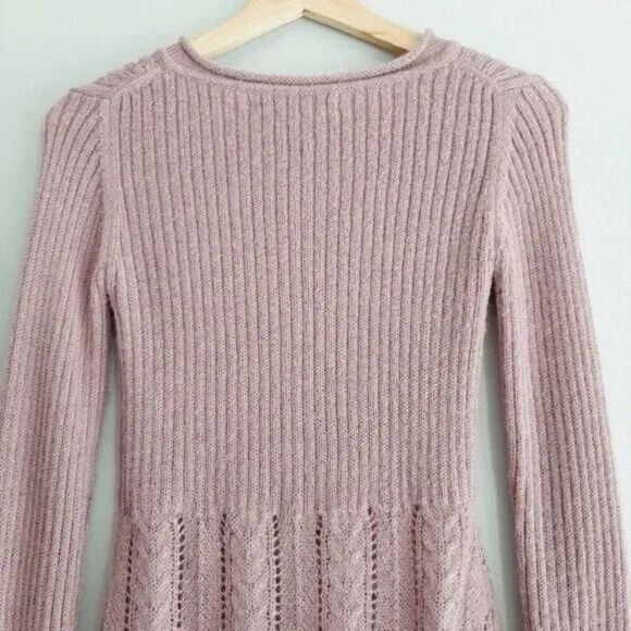 Pink Ribbed Knit Women's Cardigan - Picture 6 of 9